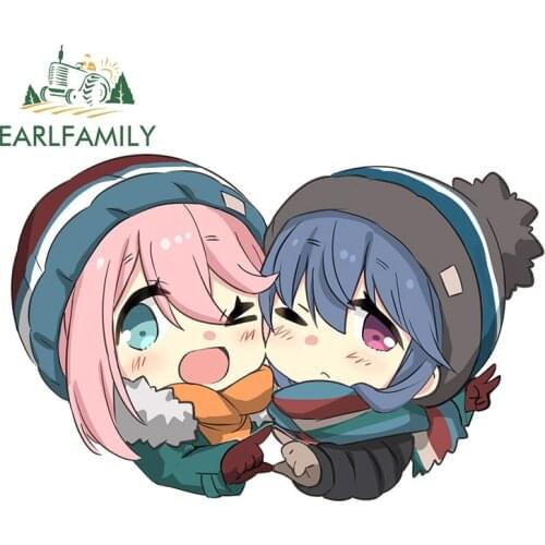 EARLFAMILY 13cm x 8.5cm for YuruCamp DIY Motorcycle Car Stickers Fashion Waterproof Anime Occlusion Scratch Vehicle Decal