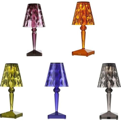 LED Diamond Crystal Projection Desk Lamp USB Charging Touch Sensor Restaurant Bar Decoration Table Lights Romantic Night Lamp