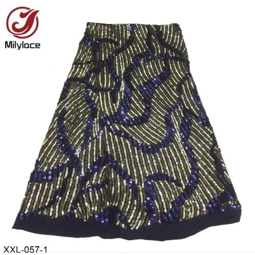 High Quality French Nigerian Sequins Net Lace African Tulle Mesh Sequence Lace Fabric for Party Dress 5yards/lot XXL-057