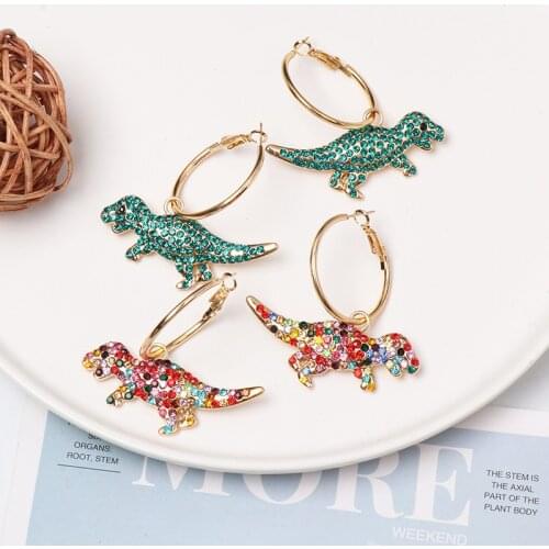 YaYi Jewelry Fashion Bohemia Multi Glass Crystal Rhinestone Dangle Women Hook Eardrop Wear Ear Band Tassel Dinosaur Earrings
