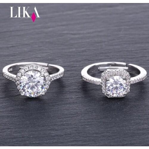 LIKA New 925 Sterling plated Plated Wedding Rings For Women Square Simulated zircon Jewelry Bague Bijoux Femme Engagement