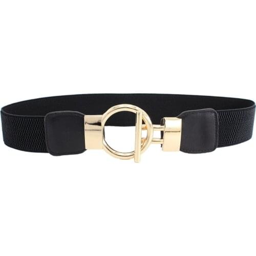 Woman Belt Dress Decorate Simple Sleeve Elastic Girdle Gold Buckle Wide Belts Elegant Solid Color Cummerbunds Cinturon Elastico