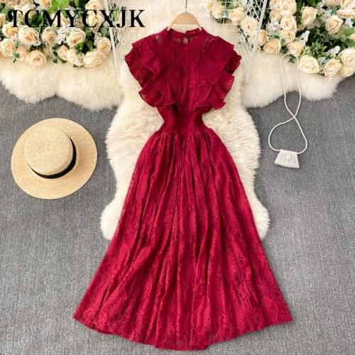 Maxi Dresses For Women Summer 2021 Beach Slim New Folds Ruched Green Formal Dress Midi Vintage Elegant Black Sexy Lace Dresses