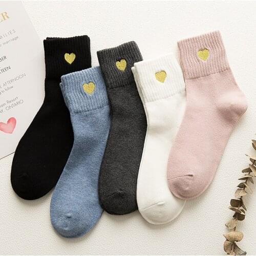 Winter Women Lovely Animal Embroidery Warm Socks Cute Funny Girls French Bull Dog Beagle Cat Heart Cotton Knitting Socks