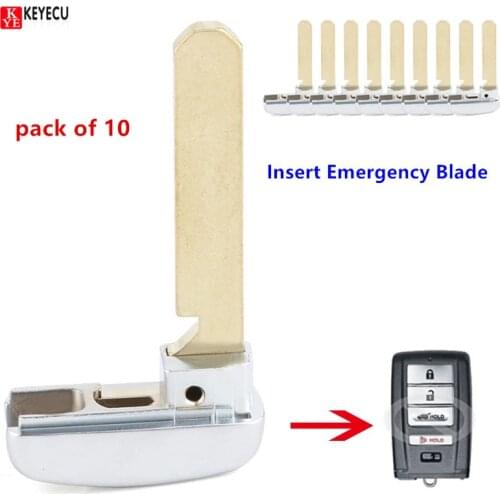 10PCS Smart Proximity Remote Control Car Key Uncut Insert Emergency Blade for Acura ILX MDX RDX RLX TLX 2014 2015 2016 2017 2018