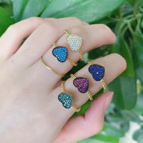 10Pcs Heart rings,Trendy heart shape Copper Alloy ZIRCON stone Rings for women jewelry