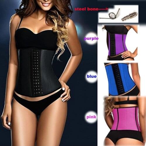 100% Latex Waist Trainer Corset 9 Steel Bone Shapewear Body Shaper Women Corset Slimming Belt Waist Shaper Cinta Modeladora