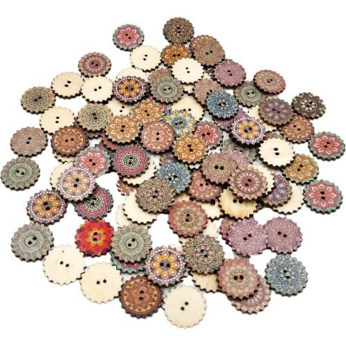 100 Mix Color Wood Buttons Craft Buttons Wood Button Set Fashion Buttons With 2