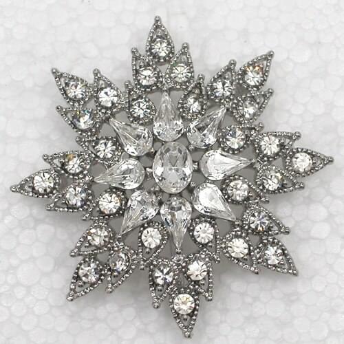12pcs/lot Wholesale Fashion Brooch Clear Rhinestone Flower Pin brooches Wedding party prom C101189