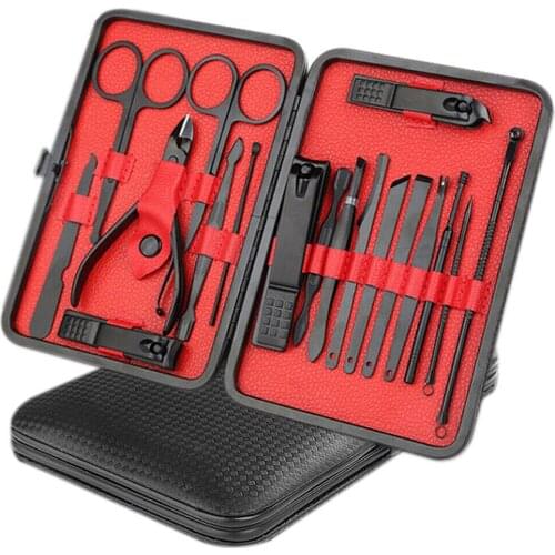18pcs Manicure Nail Clippers Pedicure Nail Scissors Tool Nail Clippers Set Pedicure Kit Stainless Steel Nail Grooming Clippers