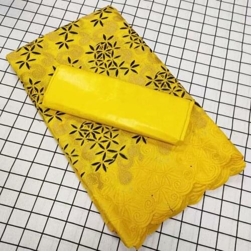 2.5+2.5 Yards Nigerian Lace Fabric High Quality Swiss Voile In Switzerland For Women Daily Dress Unique Design Bazin Riche S2802