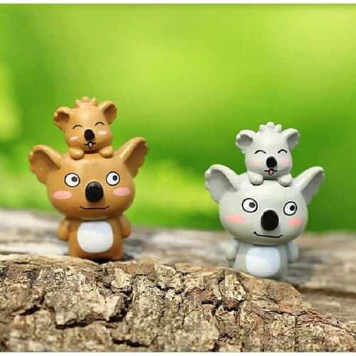 2pc Small Koala Mini Cartoon Animal House Model PVC Craft Ornament Miniature Garden Fairy Decoration Glass Decor DIY Accessories