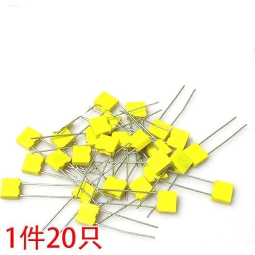 20pcs Polypropylene Safety Plastic Film 100V 1nF ~ 470nF 100nf 220nf 10nf 47nf 22nf 1nf 0.47uf 0.1uf Correction capacitor