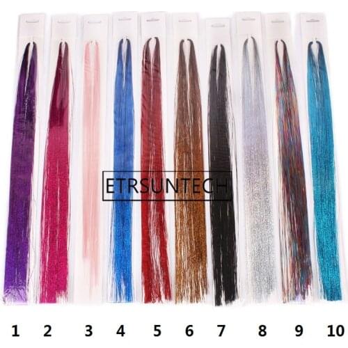 200pcs 16 Colors Hair Tinsel Sparkle Glitter Extensions Highlights False Hair Strands Party Accessories