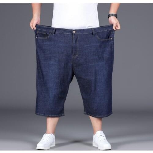2021 Summer Business Casual Knee Length Men‘s Short Jeans Large Size Loose Plus Size Fashion Five-point Men Jeans