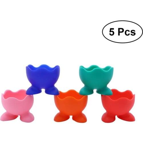 5Pcs Silicone Egg Cup Holders Boiled Egg Serving Cups Silicone Egg Tray With Feet (Random Color)