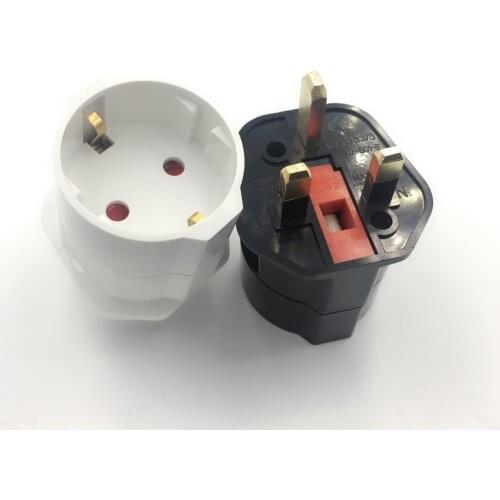 UK Singapore Male 13A To European 3Pin 16A AC Power Travel Adapter Electric Embedded Plug Wall Outlet Socket
