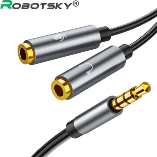 3.5mm Jack Headphone+Mic Audio Splitter Gold-Plated Aux Extension Adapter Cable Cord for Computer PC Microphone