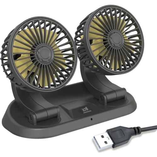 Car Double-head Fan 24V/12V Car Cooling Fan Truck Strong Wind Fan 2-speed Adjustable Car Dashboard Cooling Air USB Fan