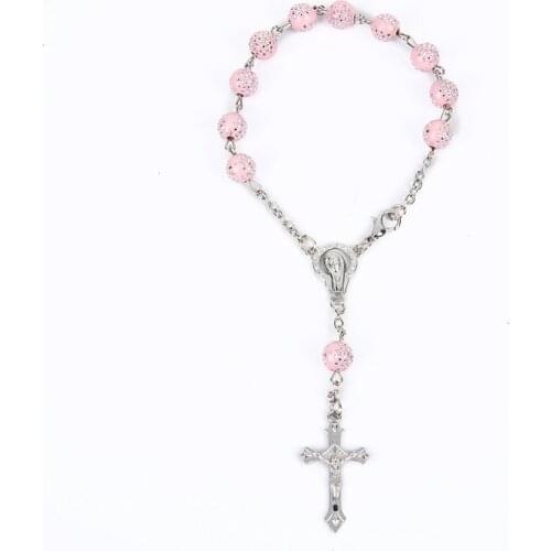 Catholic Religious Bead Cross Bracelets Rosary Centerpiece Sacred Heart of Mary Guadalupe Divine Mercy Jesus Saint Icons Jewelry