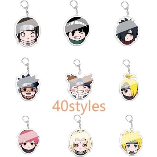 5-10pcs Anime Ninja Itachi Sasuke Kakashi Gaara Akatsuki Figure toy pendant key ring KeyChain Charms for Mens girls Gift