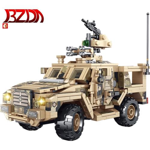 BZDA World War II Hummered Jeeped H1 - Military Assault Vehicles Classic Moc Building Blocks Toys Gift For Children