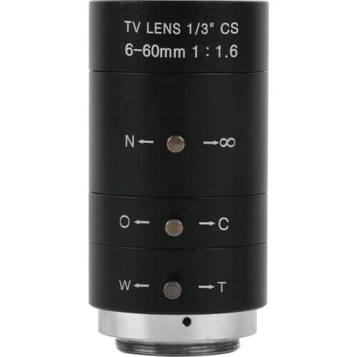 HD CCTV Zoom Lens Wide View F1.6 6-60mm High Working Distance CS C Mount For Industrial COMS CCD Video Microscope Camera