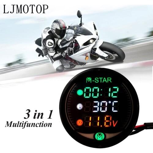 3 in 1 Night Vision Motorcycle Meter Time Temperature Voltage Table For Yamaha FZ1 FAZER YZF R3 YZF R25 YZF R6 YZF 600R FZR 600