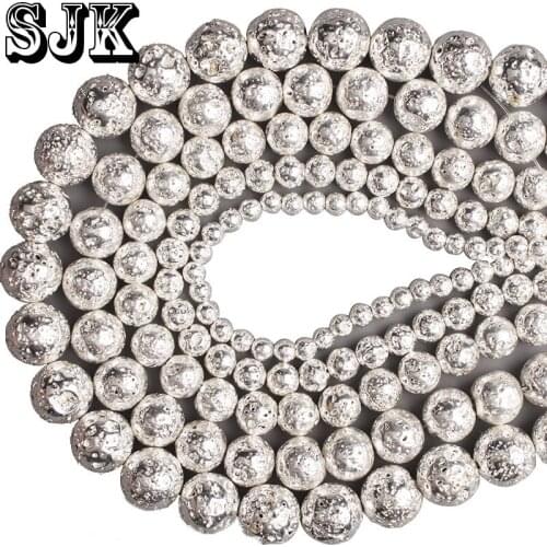 Natural Lava Stone Hematit Silvery Round Loose beads for Jewelry bracelet&necklace making DIY 4/6/8/10/12MM Free Shipping