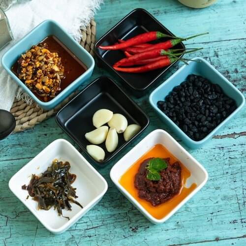 Northern European-Style Square Ceramic Seasoning Dish Soy Sauce Dish Vinegar Dish Snack Dish Sauce Dipping Dish Square Dish Sauc