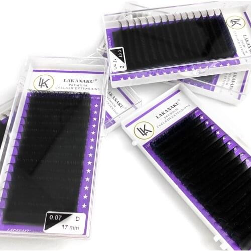 LAKANAKU Matte Volume Lashes Mega Eyelashes Extension Premium Individual Lashes Tray D Curl Lashes All Size Cilios Vendors