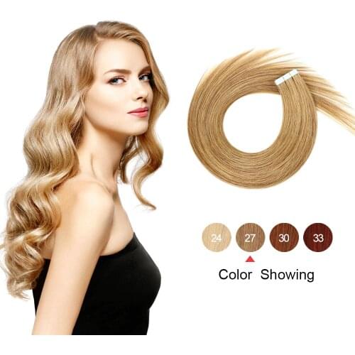 Gazfairy 12" 14" 16" Tape In Human Hair Extensions European Adhesive Hair Seamless PU Skin Weft Black Brown Blonde Remy Tape Ins