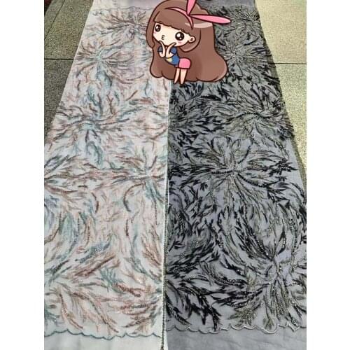 Nigerian Lace Fabric S-9497 super Quality African Tulle Lace Fabric top Selling African Lace Fabric With beads