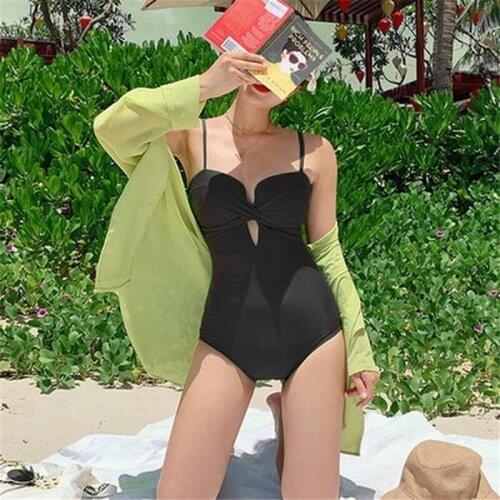 New Siamese Triangle Bikini Sexy Sling Cover Belly Thin Skinny Backless Swimsuit High Waist Bikini Swimming Suit for Women
