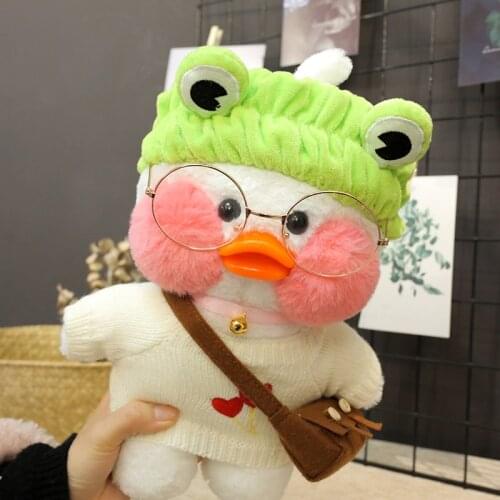Wholesale 30cm Cute LaLafanfan Cafe Duck Plush Toy Stuffed Soft Kawaii Duck Doll Animal Pillow Birthday Gift for Kids Children