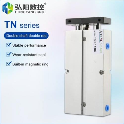 TN series pneumatic cylinder 20/25/32mm cylinder diameter double rod guideway double axis action guideway pneumatic cylinder