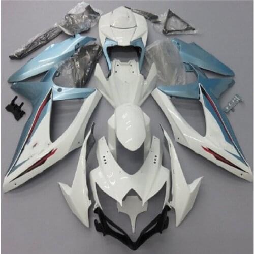 Full Fairing Kit ABS Bodywork Fairing Kit for SUZUKI GSX-R 600 750 2008 2009 2010 GSXR Matte 08 09 10 K8 white light blue sets