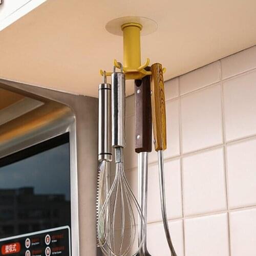 Under Shelf Rotate Hook Holder Hang Kitchen Cabinet Storage Rack Organizer Rack Multi-Purpose Hooks Home Storage Holder