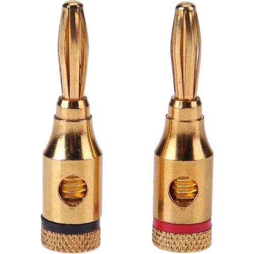 2pcs Gold-plated Banana Plugs Musical Audio Speaker Cable Wire DIY Connectors