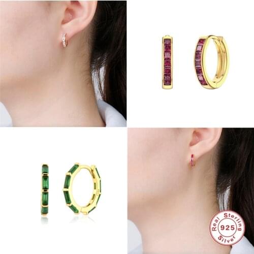 BOAKO Earrings Silver 925 Huggie Earrings For Women Drop Zircon Hoop Earring Piercing Pendientes Aros Colores Kolczyki Серьги