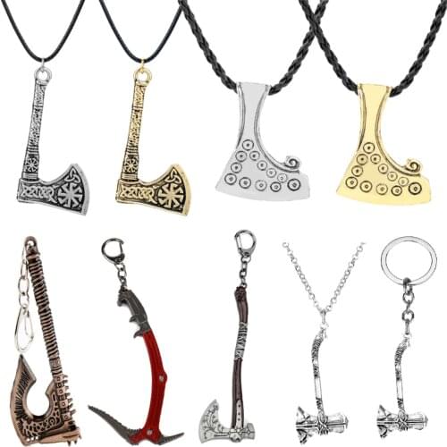 Nordic Viking Keychain Keyrings Axe Pendant Toy Key Chain God of War Theme Leviathan Axe Drop Jewelry Cute Laura Pick axe Keyrin