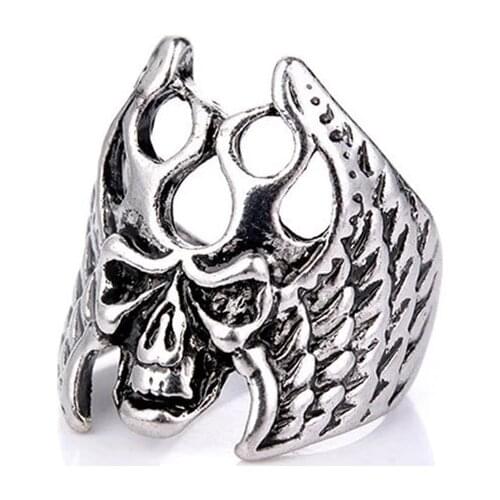 Vintage Gothic Bat Ring Fashion Skull Stainless Steel Jewelry Stylish Festival Cosplay Gift Accessories Punk Rock For Man