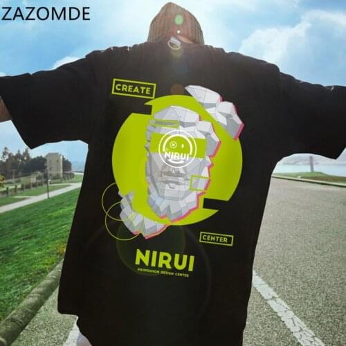 ZAZOMDE 100% Cotton Head portrait T Shirt Men Cartoon Printed Mens T Shirt Fashion Hip Hop High Street Tees Summer Streetwear