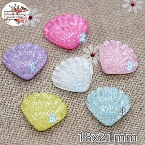 20pcs Mix Colors Resin shiny seashell Flatback Cabochon DIY Hair Bow Center Scrapbooking craft