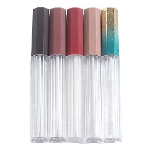 25 pcs/lot 5ml Lip Gloss Containers Empty Silver Octangle Cosmetic Container Makeup Packaging DIY Lipgloss Lip Gloss Wand Tubes