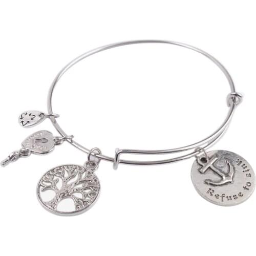 5PCS Expandable Wire Bangle Refuse to sink Charm Bracelet for sale #92091