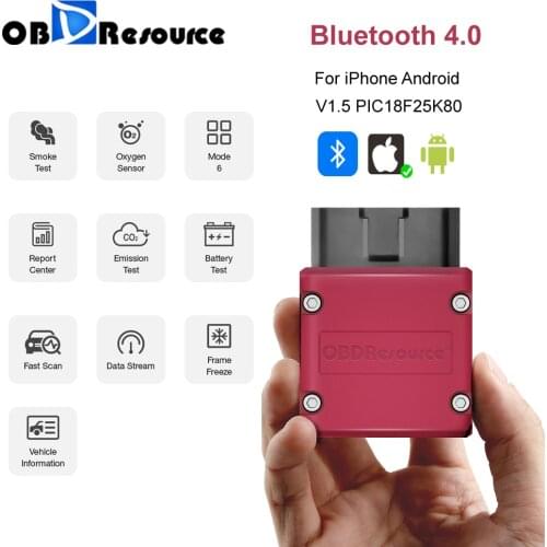 OBDResource P02 Bluetooth 4.0 For Android iPhone iOS Faslink Car Engine Fault Code Reader Free Update PK ELM327 V1.5 PIC18F25K80