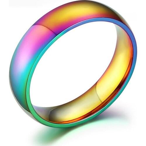 BUDROVKY New Titanium steel Ring Colorful Dazzling Ring Rainbow Ring Korean Popular Jewelry Wholesale