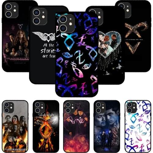 For iPhone 11 12 8 Plus Mini Pro X XR XS Max 4 5 7 6 6S 8 SE Phone Case Black Cover Funda Soft Bumper Luxury Shadowhunters