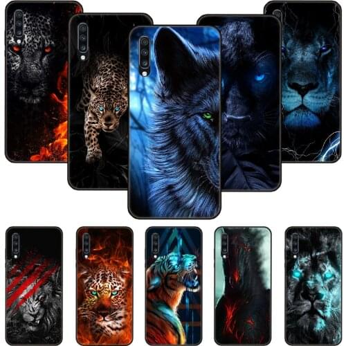 Phone Case For Samsung Galaxy A 50 51 71 70 7 5 10 20 30 40 41 21 S E Black Cover Etui Silicone Bumper Animal lion tiger wolf